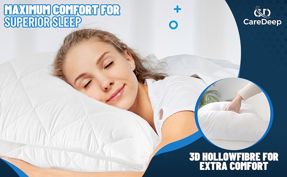 Caredeep 2 Pack Quilted Waterproof Pillow Protectors, Extra Soft