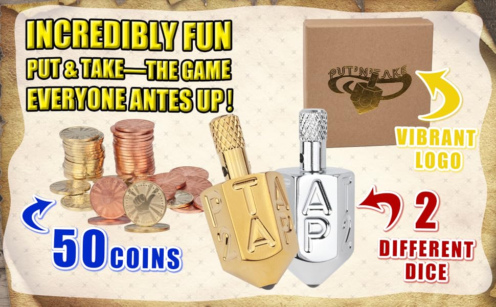 Extguds Put and Take Spinner Dice Game, Dice Game of Chance