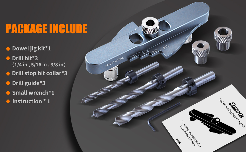 Ruitool Dowel Jig Kit, Selfcentering Line Scriber Woodworking Tools