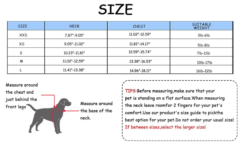 dog harness size