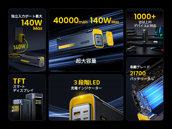 AOHI モバイルバッテリー 40000mAh 140W PSE認証済 新品 Amazon | AOHI モバイルバッテリー 大容量 40000mAh 140W 急速充電 PD3