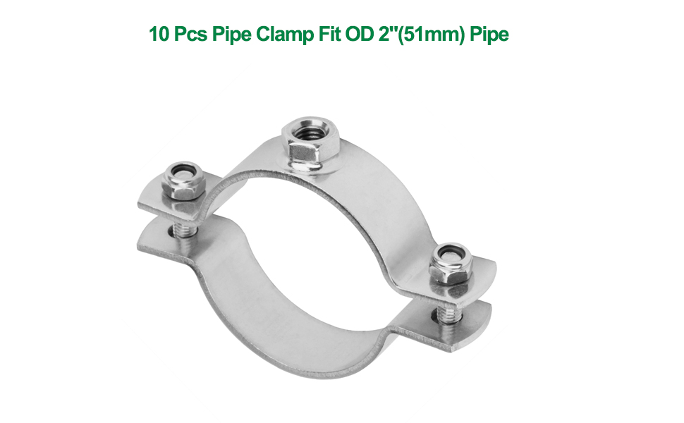 10 PCS 2 Inch Pipe Clamp Split Ring Pipe Hanger, Stainless Steel 304