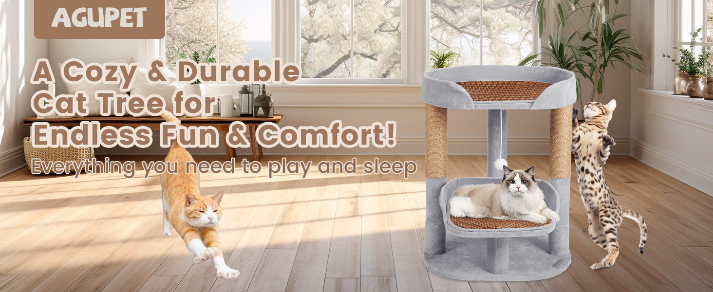 Cozy Cat Tree for Indoor Cats | Durable Multi-Level Tower, Cat Play Furniture, Pet Activity Center
