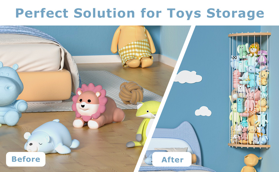 ANNOR Stuffed Anial Storage Holder With Adjustable Length, Wall