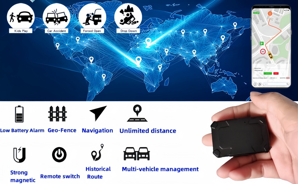 Lmhome 4G Tracker GPS Localisation Satellite en Temps Réel, Batterie