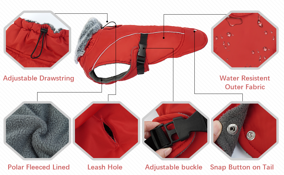 Dog Winter Coat, Waterproof Puppy Warm Jacket Cozy Dog Cold Weather