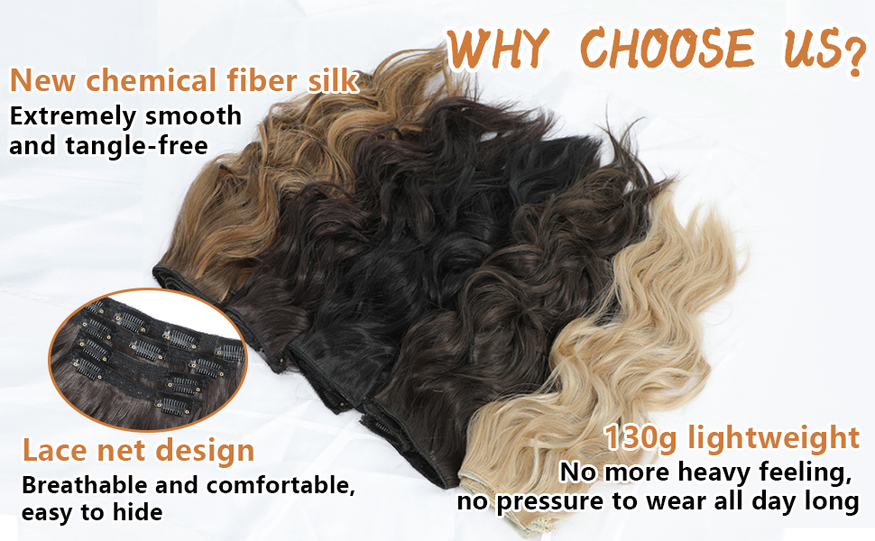 Xuehua Clip in Extensions, 4PCS Dark Brown Hair Extensions