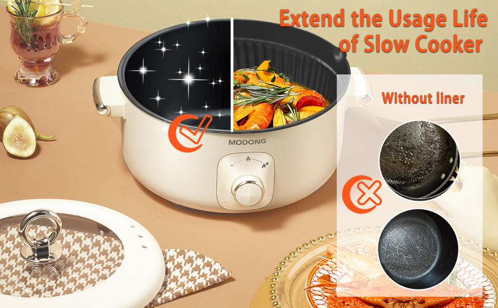 Peakfun 3 Pack Silicone Slow Cooker Liners fit CrockPot 78 Quart Oval Slow Cooker