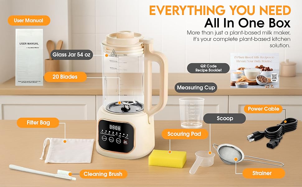 almond milk maker machine, smoothy blender machine, food blenders for kitchen, oat milk maker,