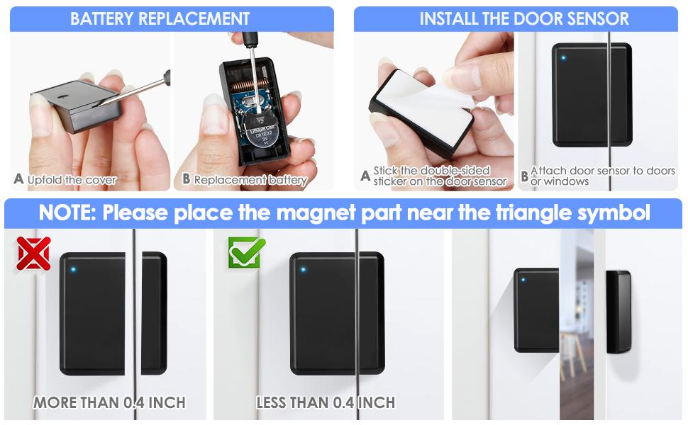 Wireless Door Sensor Chime BITIWEND Alarm Contact Sensor Door Bell for