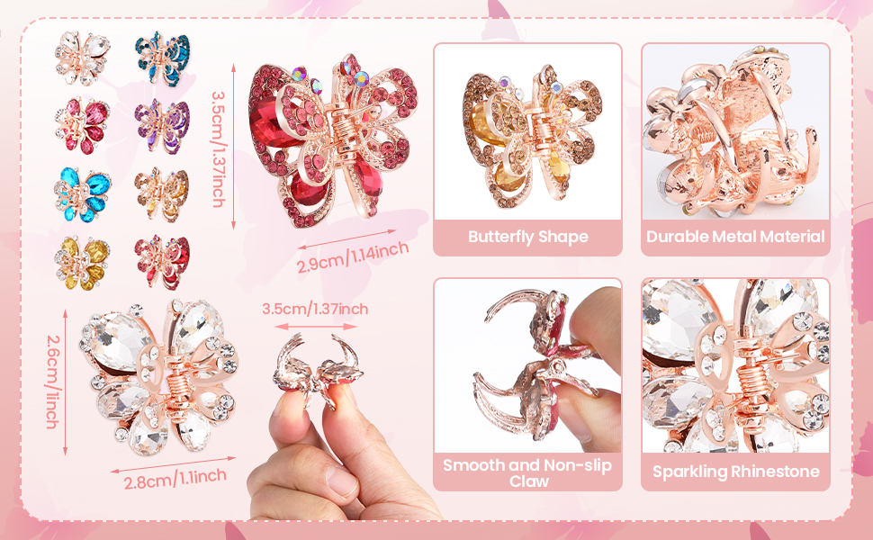 Sparkling Crystal Metal Hair Claw Clips