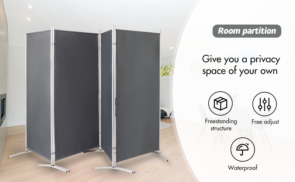 Maxhonor 4 Panels Room Divider 6 FT Tall Weave Material Room Divider