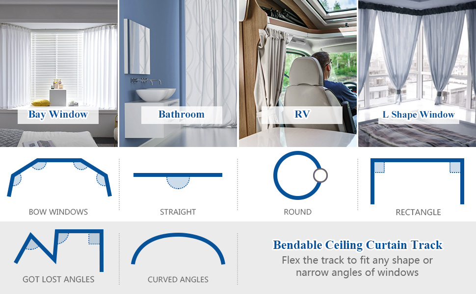 Ceiling Curtain Track Curved Curtain Rail Wall Mount