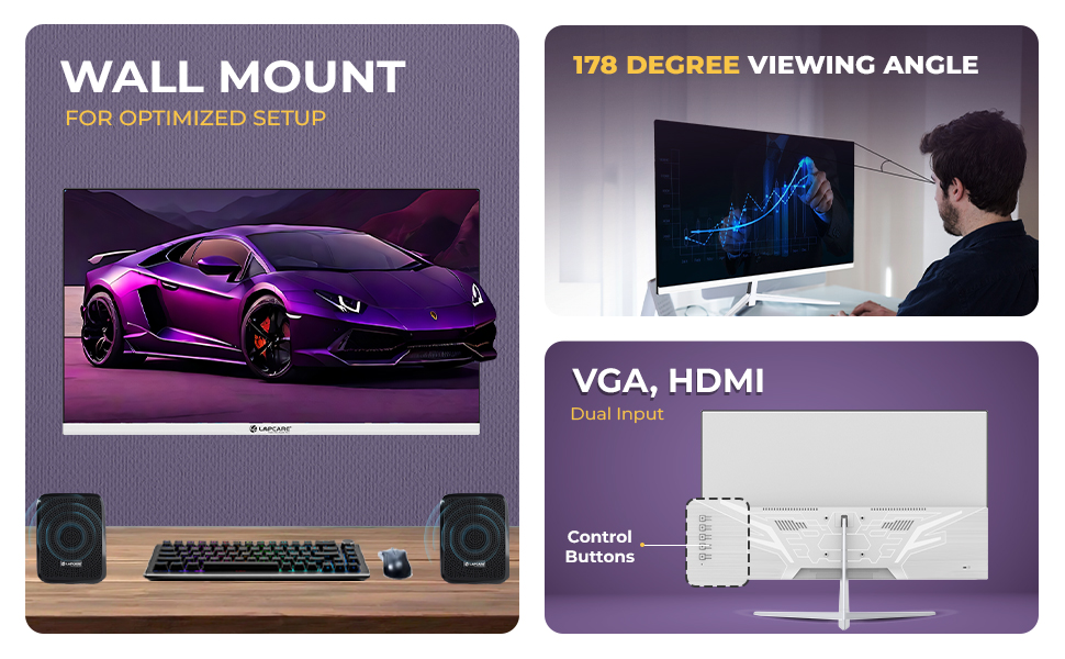 LAPLYE LED Monitor IPS Display, 75Hz, Immaersive Clarity , Metal Stand, Slim Design  