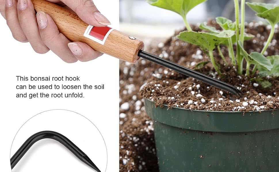 Bonsai Tool Root Pick Rake Gardening Steel Hook with