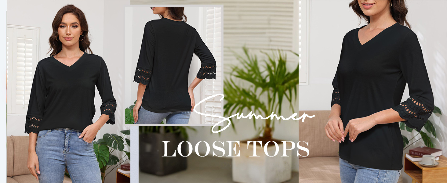 womens 3/4 lace sleeve tshirts