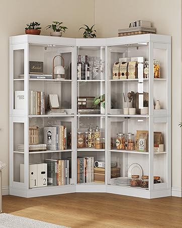 UKAOCAI 70.1" Large Corner Cabinet with Glass Doors