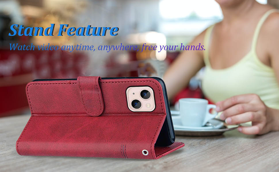 JanCalm for iPhone 13 Wallet Case,for iPhone 14 Wallet Case,[Wrist Strap][Card