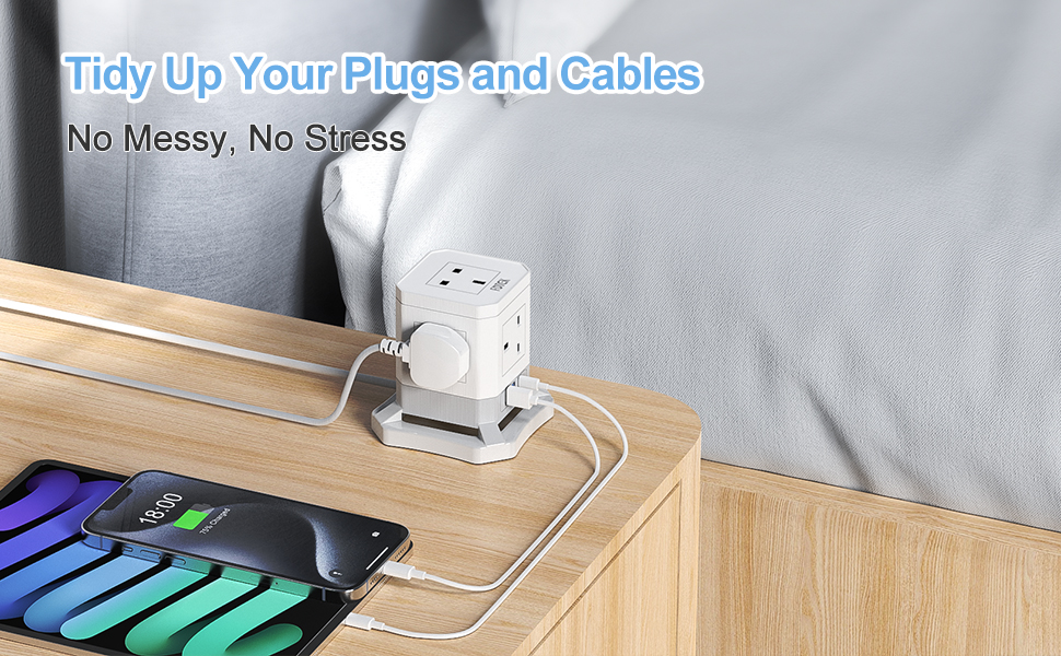 Cube Extension Lead with USB Slots, FDTEK 5 Gang Extension Cable with 2 USB A & 1 USB C Slots, Multi Plug Extension Socket With 1.5M Cord and Switch Power Strip for Home Office 11 cube extension cable with usb slots 1m