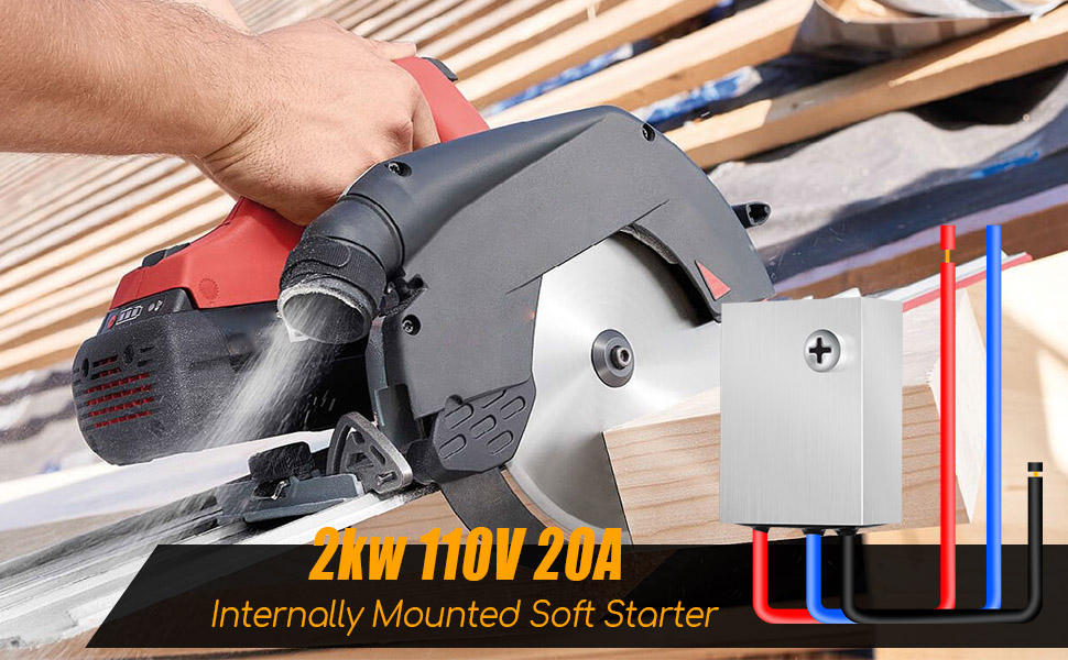 1.2kw 110V 60Hz 20A Soft Start Module, Soft Start Relay for Table Saws Circular Saws Slotting
