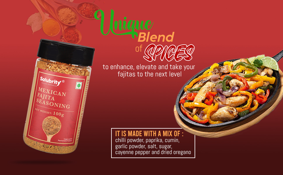 Salubrity Mexican Fajita Seasoning, 100g Amazon.in Grocery & Gourmet