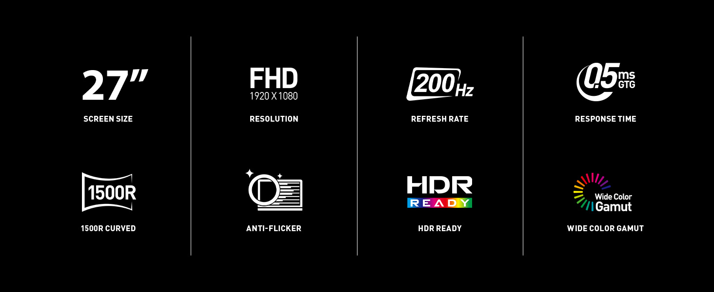 27" FHD Rapid VA Panel; 200Hz Refresh Rate