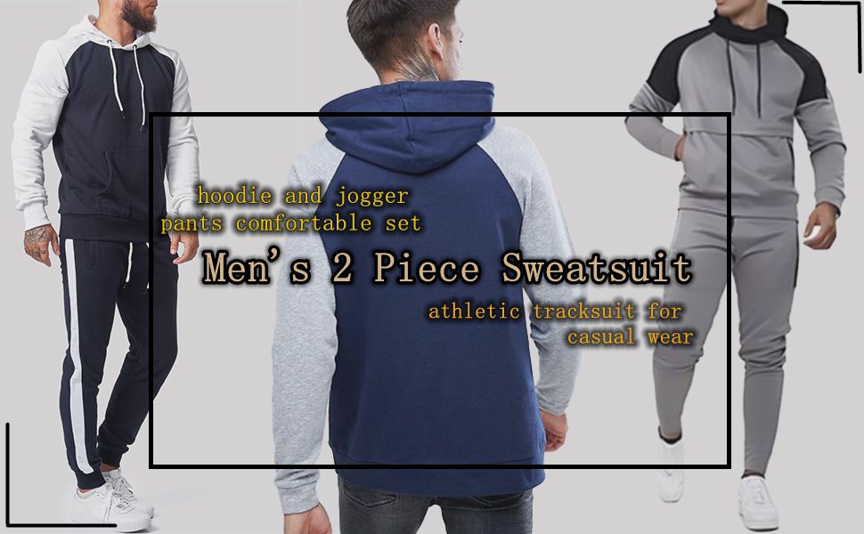 Tracksuit Men, Men's Tracksuits Outfits Set 2 Piece Jogging Suits Warm Up Sweatsuits Track Suits