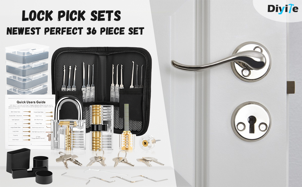 Lock Pick Set, [36 Pcs] [Difficulty Upgraded] Diyife Premium Practice