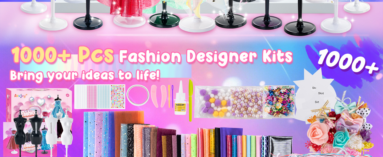 Fashion Designer Kits for Girls - DIY Arts and Crafts Kit Doll Clothes Making Set