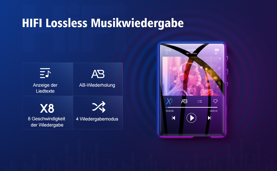 32GB MP3 Player Bluetooth 5.0 MECHEN 2,4'' Touchscreen Tragbarer MP3