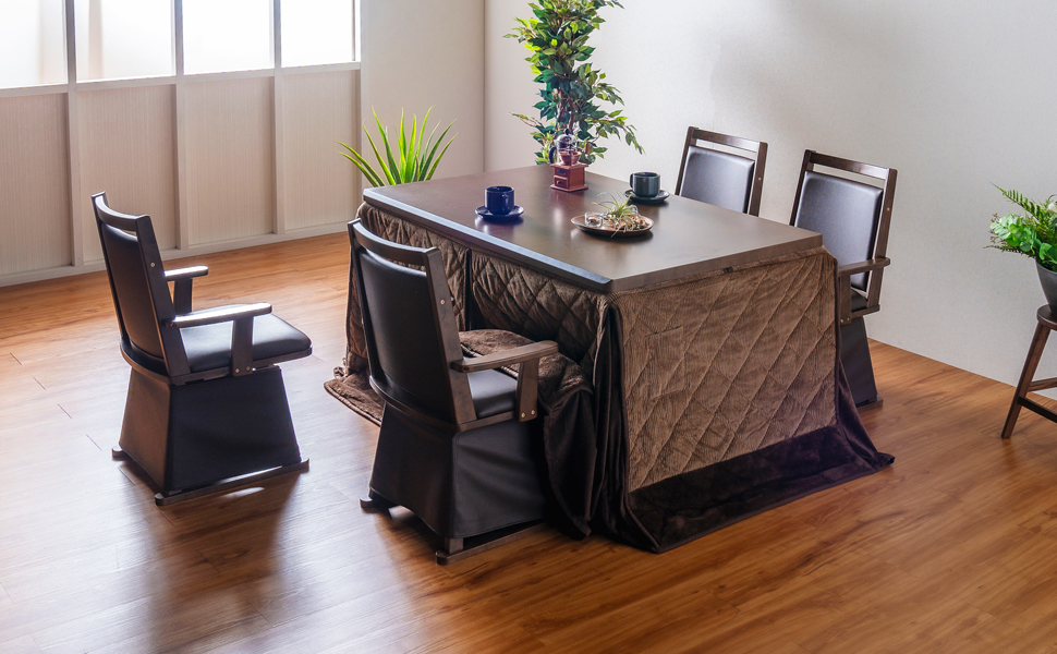 Amazon｜Cスタイル こたつ 6点セット 長方形 テーブル+回転椅子4脚+