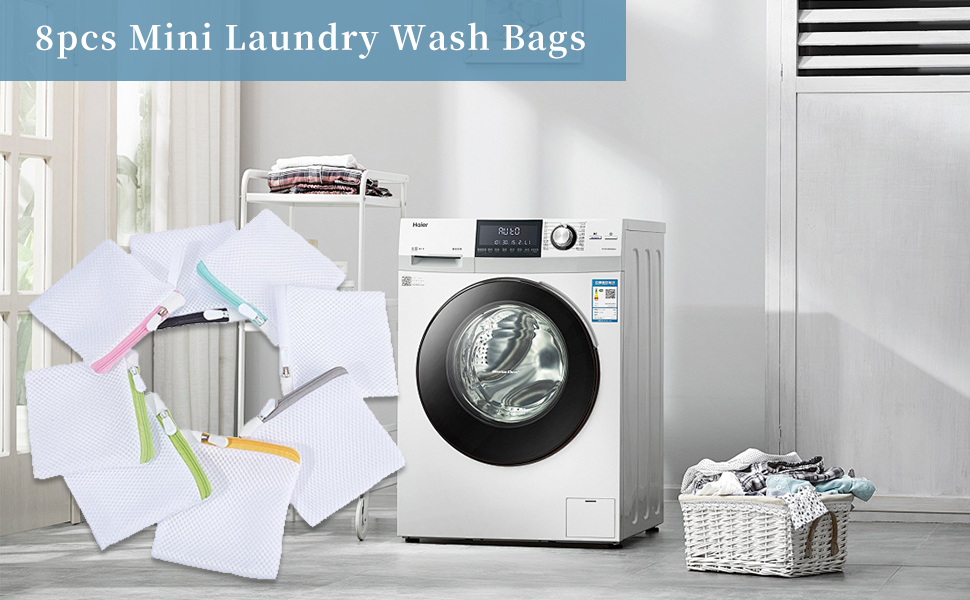 AMIJOUX 8 PCS Mini Washing Machine Delicate Bags, Small Polyester Fine