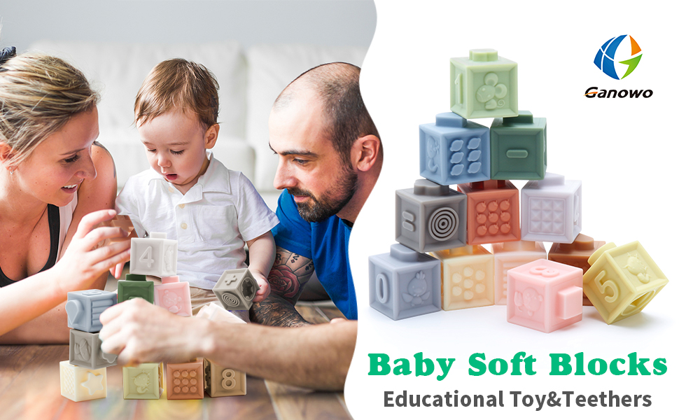 Ganowo 12PCS Mini Soft Stacking Blocks Toys, Educational