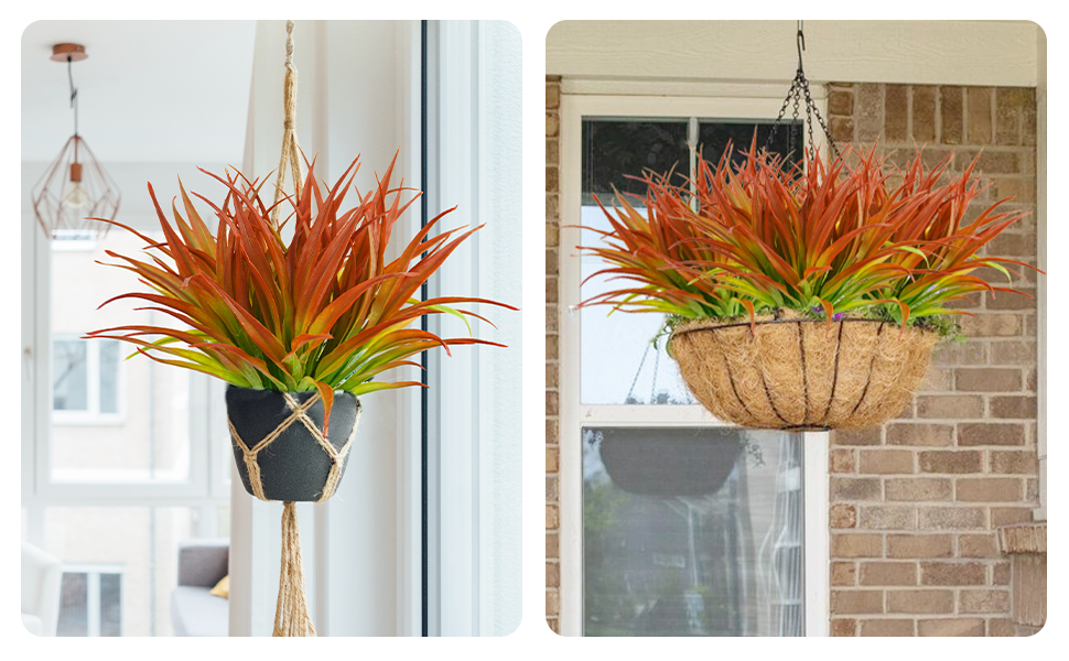 Ruidazon Artificial Fake Grass, 12 PCS Outdoor Faux Grasses