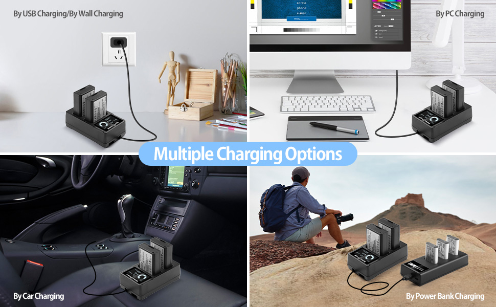 ENEGON LPE10 LCD USB Charger Compatible with Canon EOS 1100D, 1200D, 1300D, 1500D, 2000D, 3000D