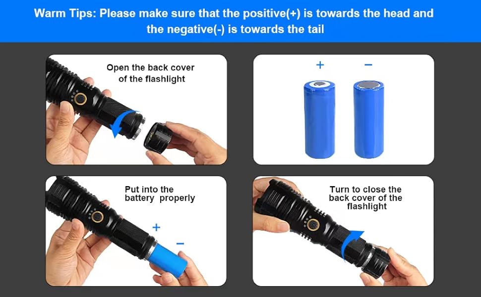 Flashlights LED USB Rechargeable, 2000 High Lumens 5000 mAh Battery