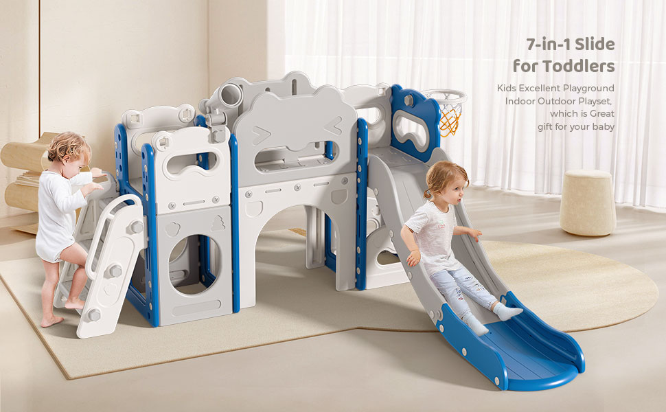 Lischwert Toddler Slide with Climber, Indoor Playground Set
