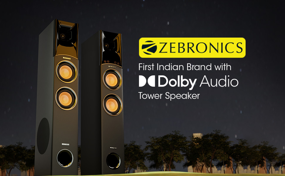 Zebronics Octave Dolby Tower Speaker with 340W RMS Power, Wireless mic, Karaoke, 8” Subwoofer, 3
