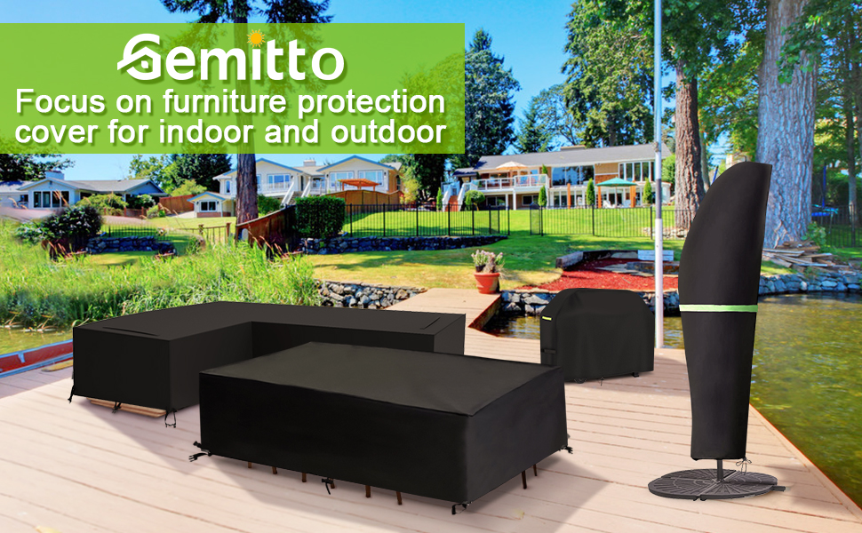 GEMITTO Patio Umbrella Cover, Waterproof Snowproof Outdoor Offset