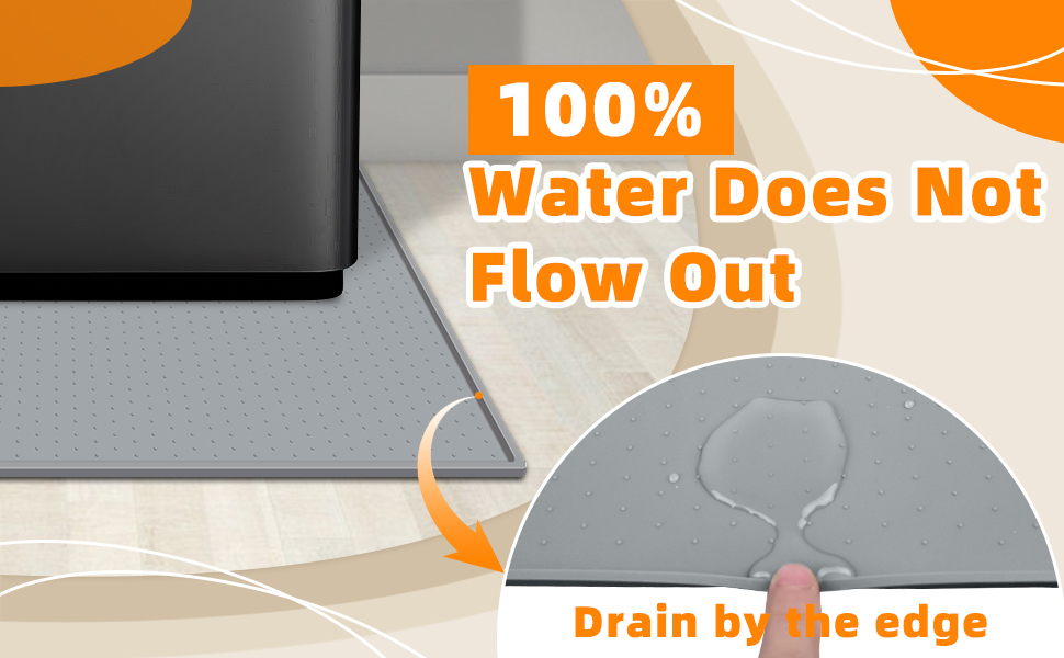 Waterproof Floor Mat For Fridge with Raised Edge, Slip