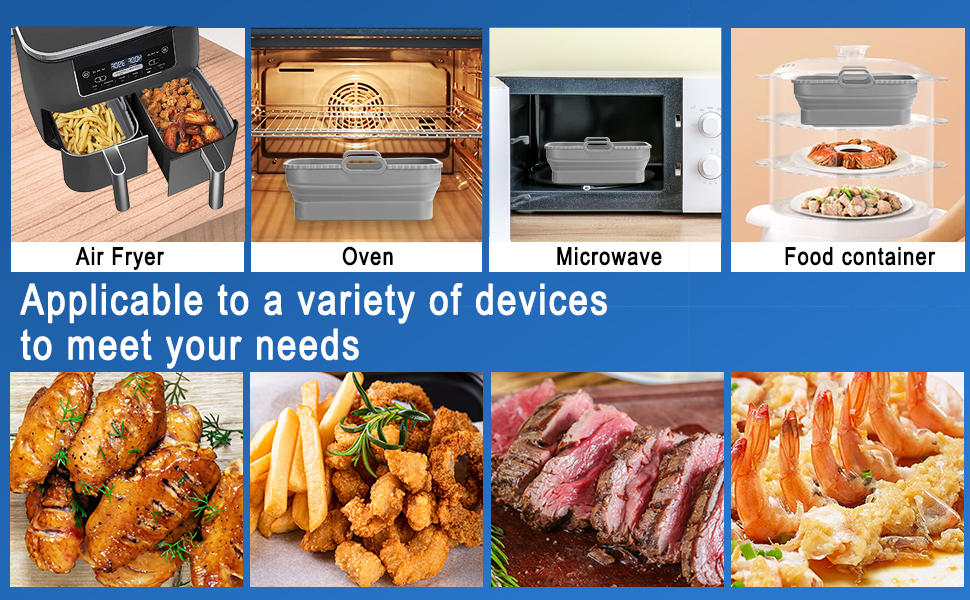 2PCS Silicone Air Fryer Liner for Ninja Dual Air Fryer ,Foldable and