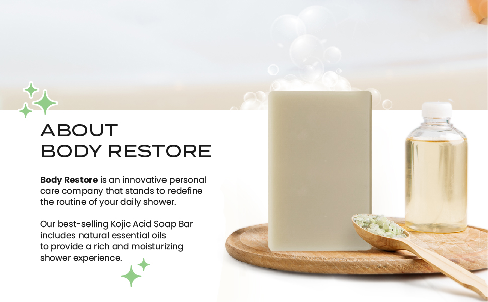 Body Restore Kojic Acid Soap, (Orange 2 Pack), with Vitamin C,E, Shea