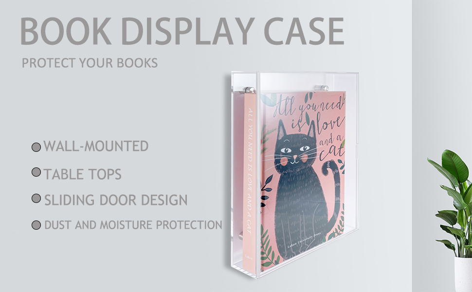 3mm thick Book Display Case,Clear Acrylic Wall Mount