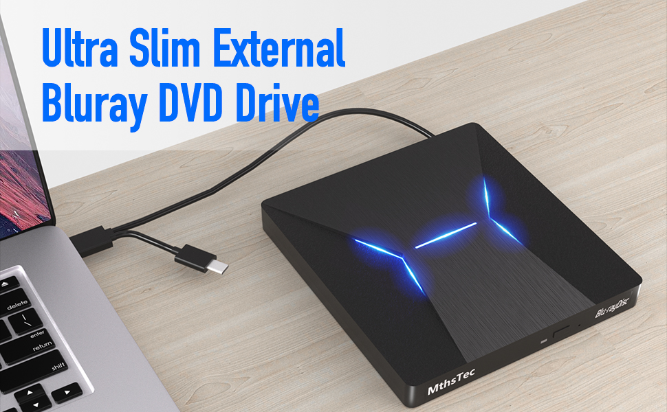 MthsTec Unidad de Blu ray externa, unidad de Bluray portátil USB 3.0 y