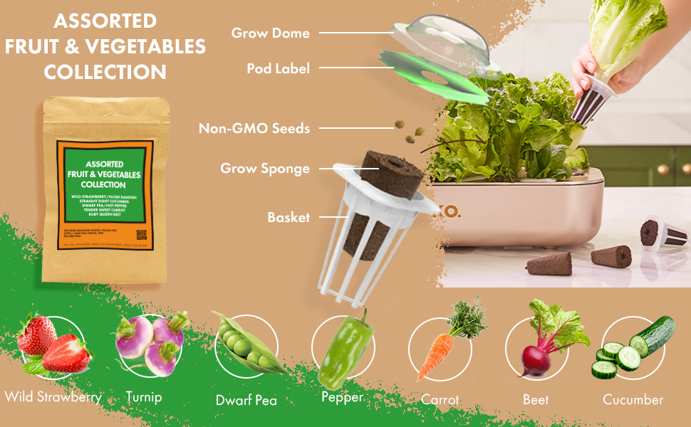 Assorted Fruit & Vegetables Mix Pod Kit (12Pod) for LYKO/QYO/Yoocaa Hydroponics