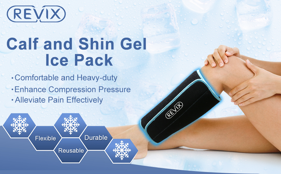 REVIX Calf and Shin Gel Ice Packs for Injuries Reusable Leg Cold Pack