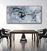 Abstract Wall Art For Living Room Framed Blue Black And White Wall Art Canvas Abstract Wall Decor...