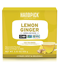 Amazon.com : HANDPICK, Lemon Ginger Herbal Tea - 100 Pyramid