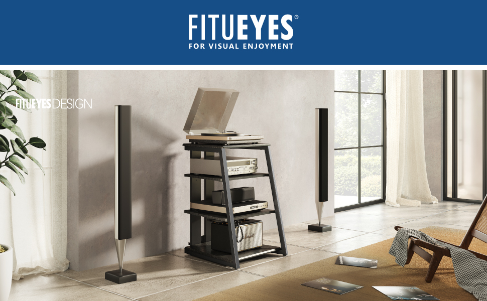 FITUEYES Design 4Tier AV Media Stand Corner Shelf Stand