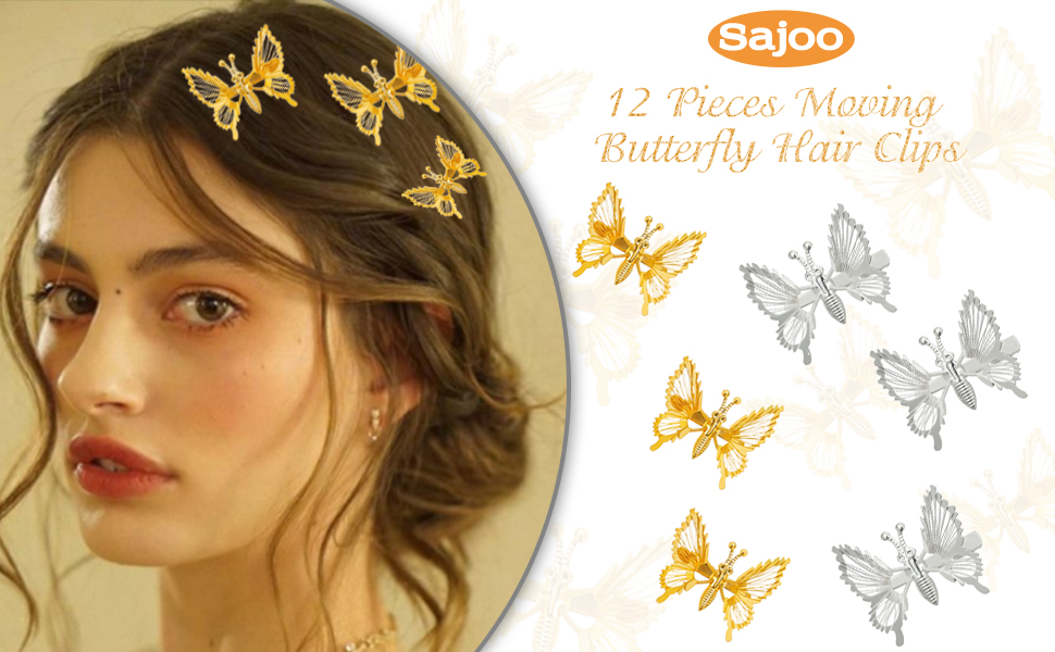12 pcs moving butterfly hair clips